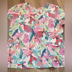 Tropical Print Women's Scrub Top
